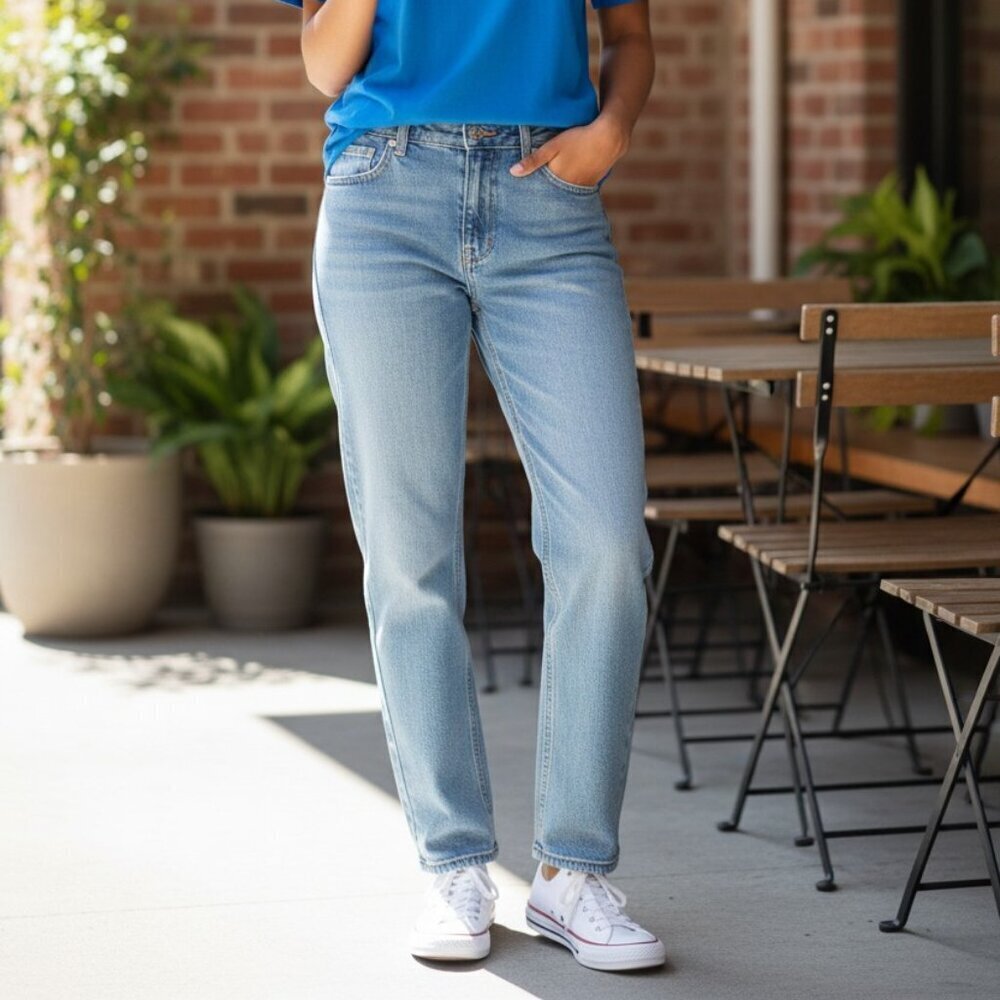 Nasty Gal Womens Jeans Size 8 Blue Straight Light Wash Split Hem